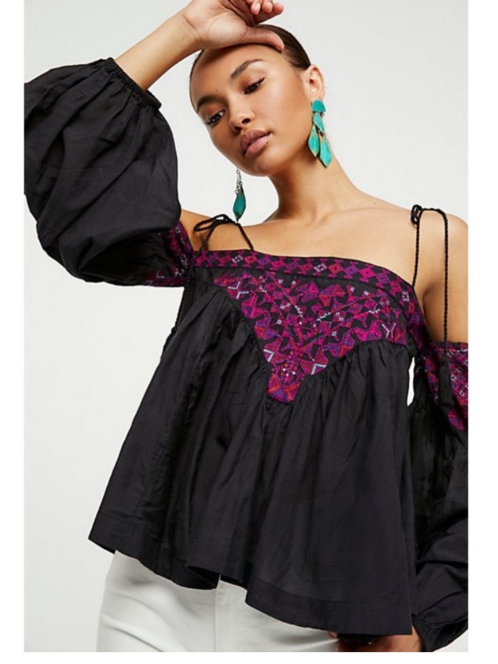 NWT Free People Vacay Vibin Cold Shoulder Top Purple Boho Top Size XS FLAW